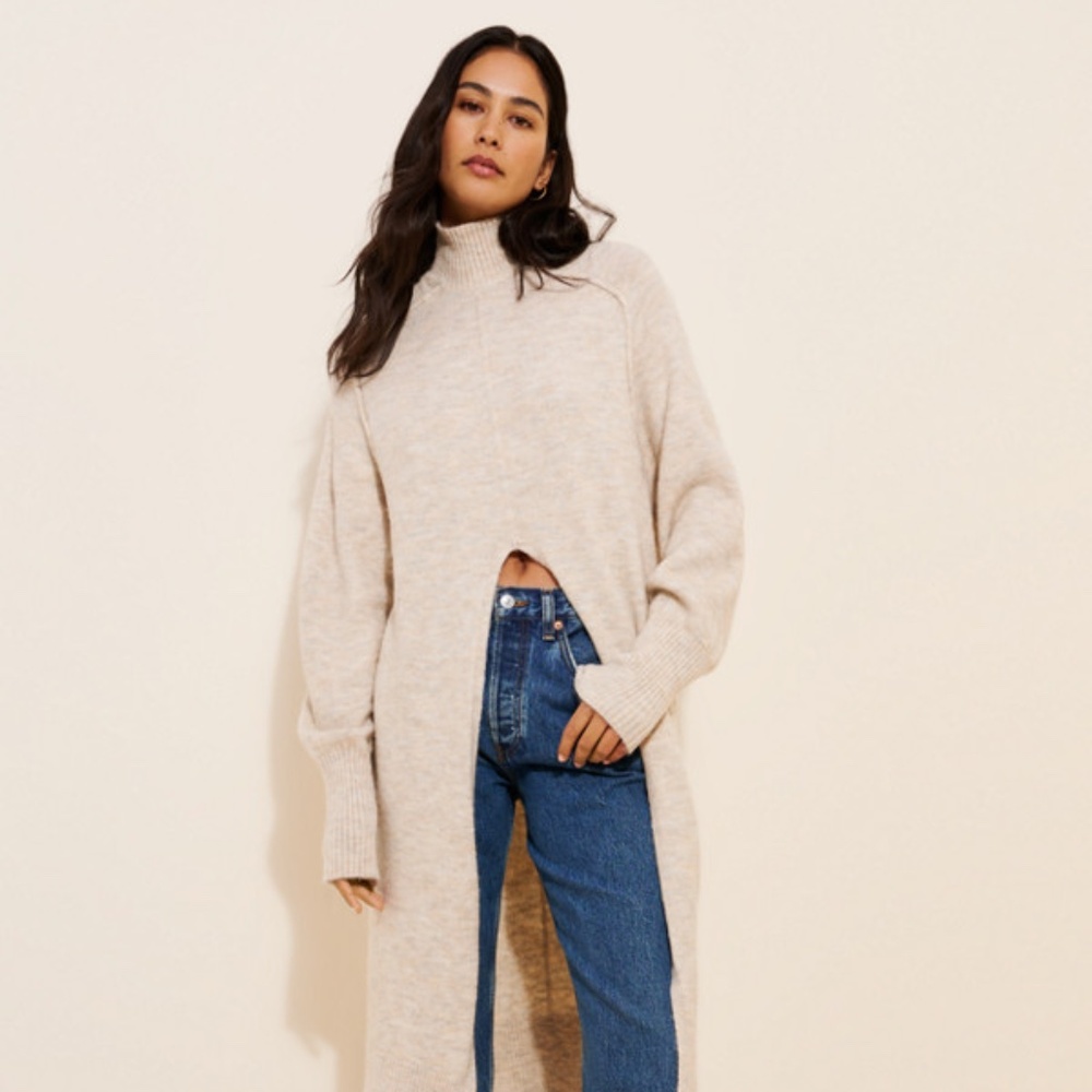 Anthropologie Longline Split Sweater Small